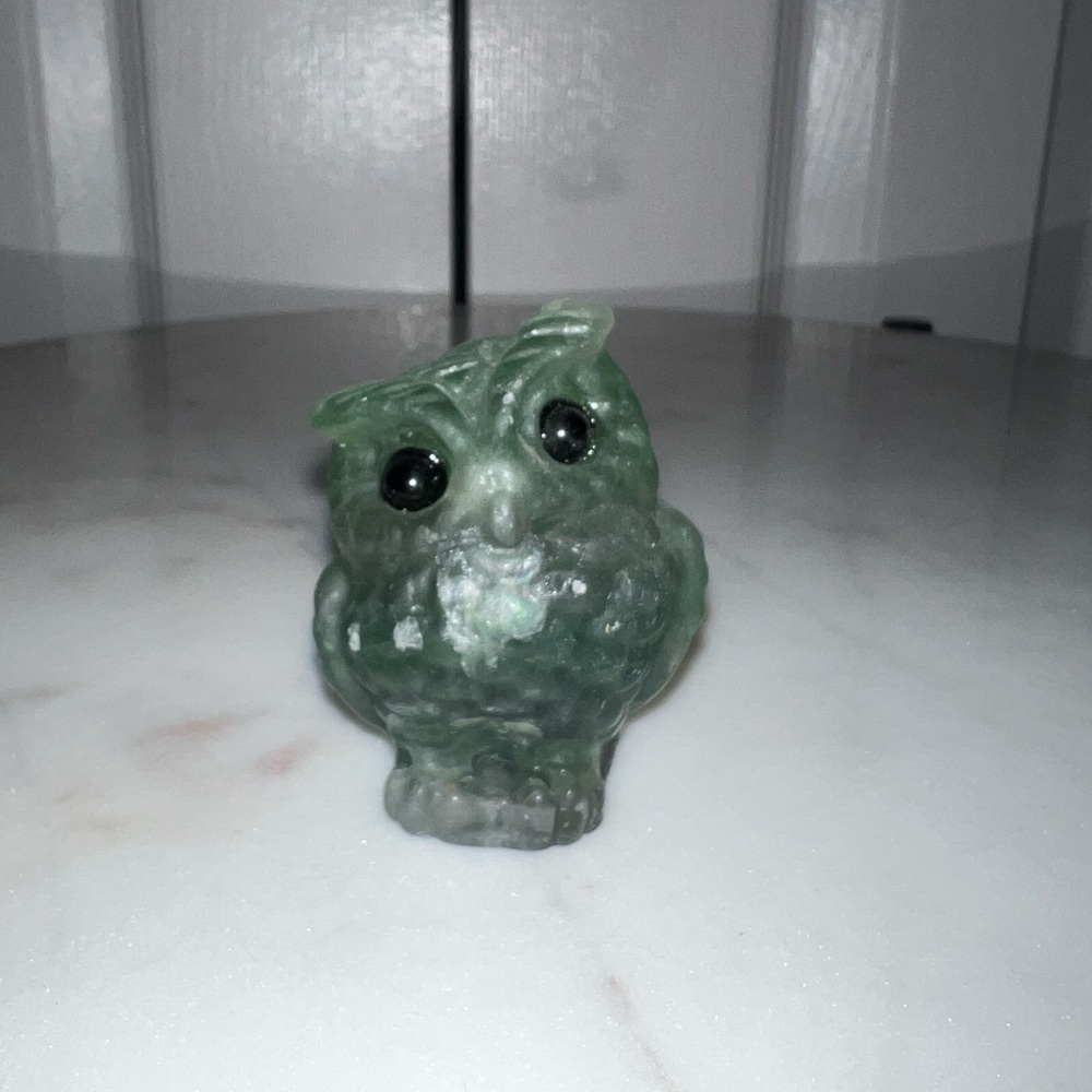 REAL green aventurine and black obsidian owl 🦉 carving